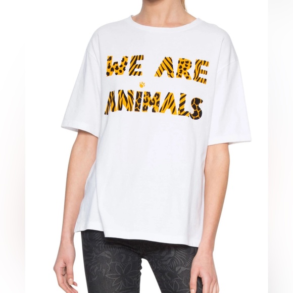 NWT - Desigual Women’s “We Are Animals” Print Short Sleeve Tee - Size L - Picture 2 of 10